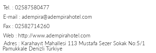 Adempira Termal & Spa Hotel telefon numaralar, faks, e-mail, posta adresi ve iletiim bilgileri